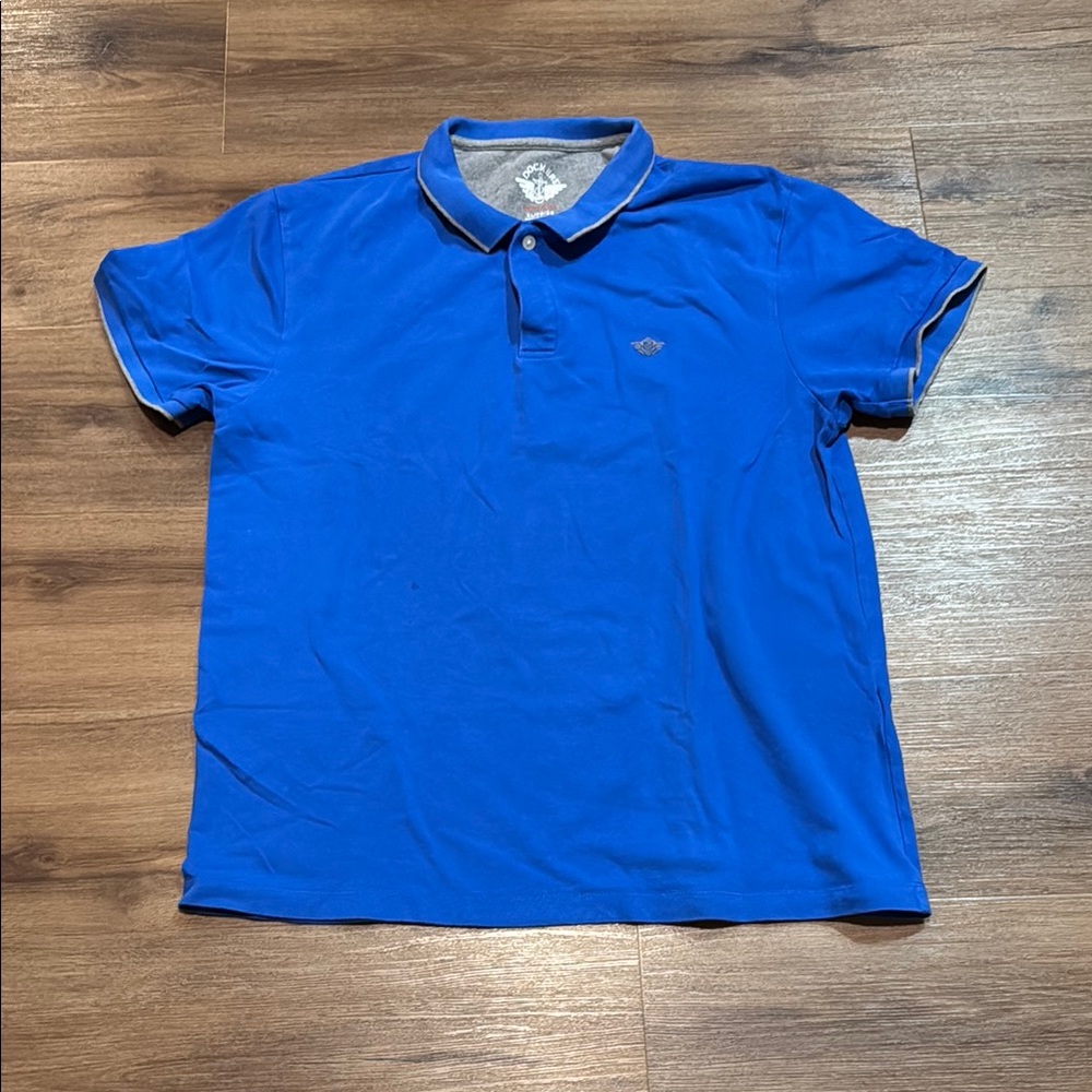Dockers Vibrant Blue w/Gray Trim Smart Flex Polo Shirt. Size XL